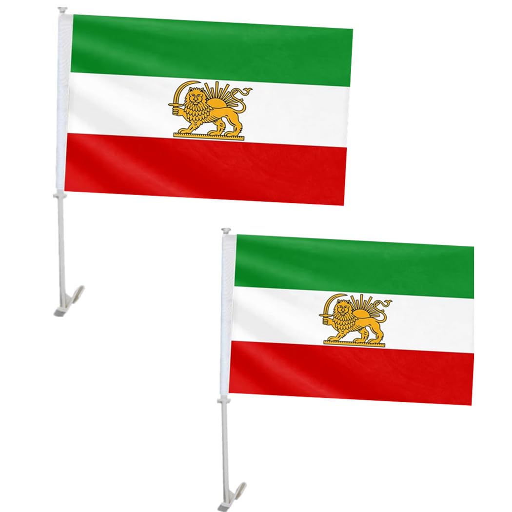 ACWIPT Old Iran flag 11x17 with flagpole mount, double-sided clarity for road-display
