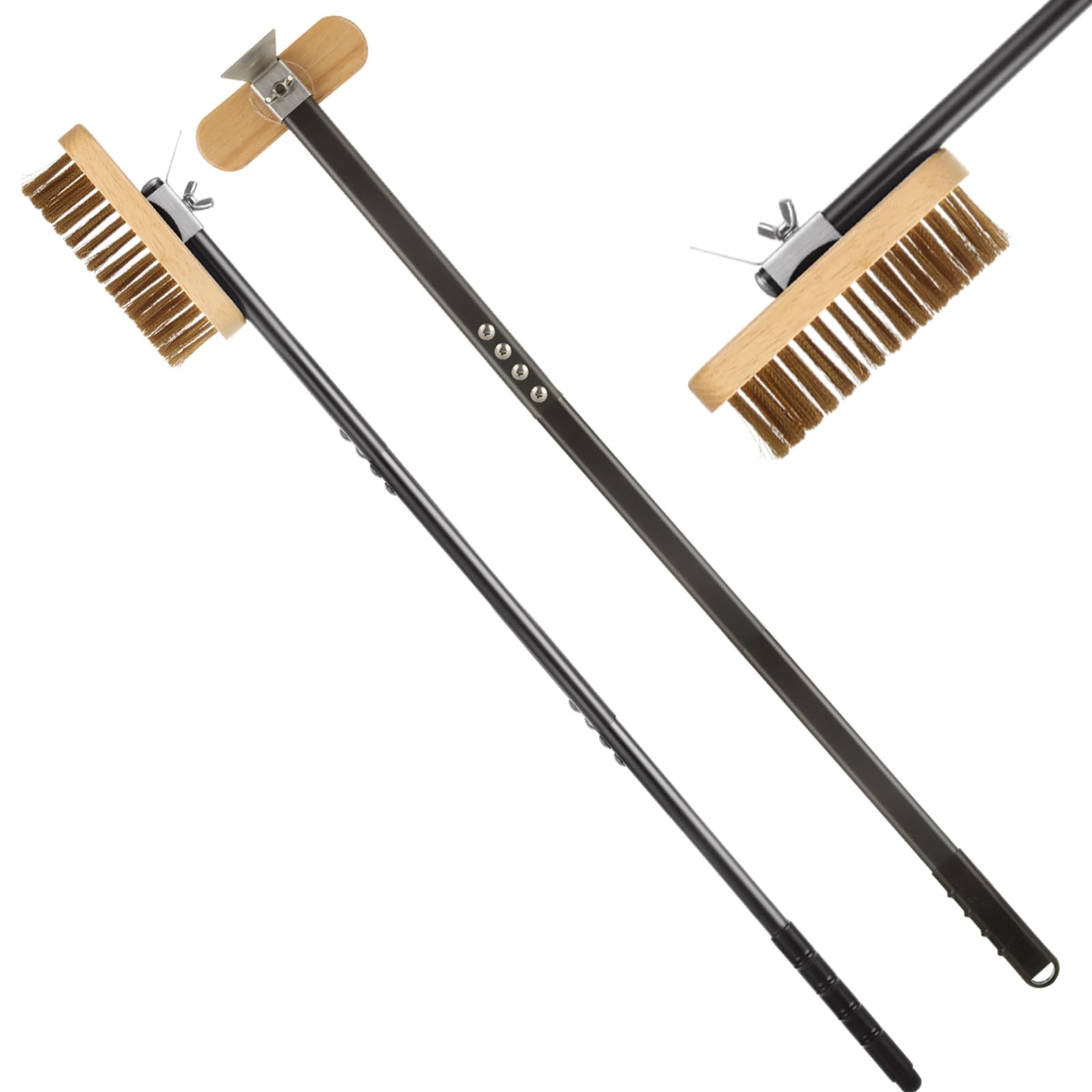 ACXFOND pizza oven brush with long handle reaches hard-to-clean oven corners.
