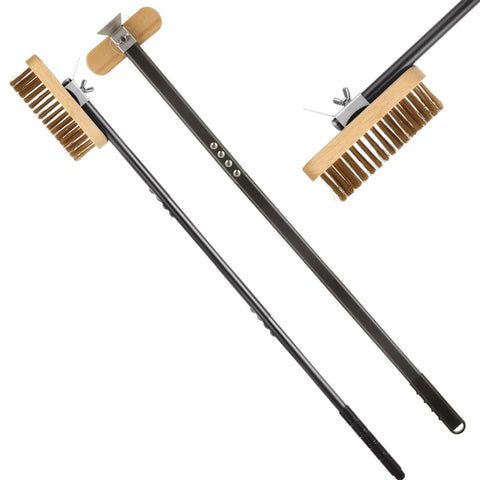 ACXFOND pizza oven brush with long handle reaches hard-to-clean oven corners.