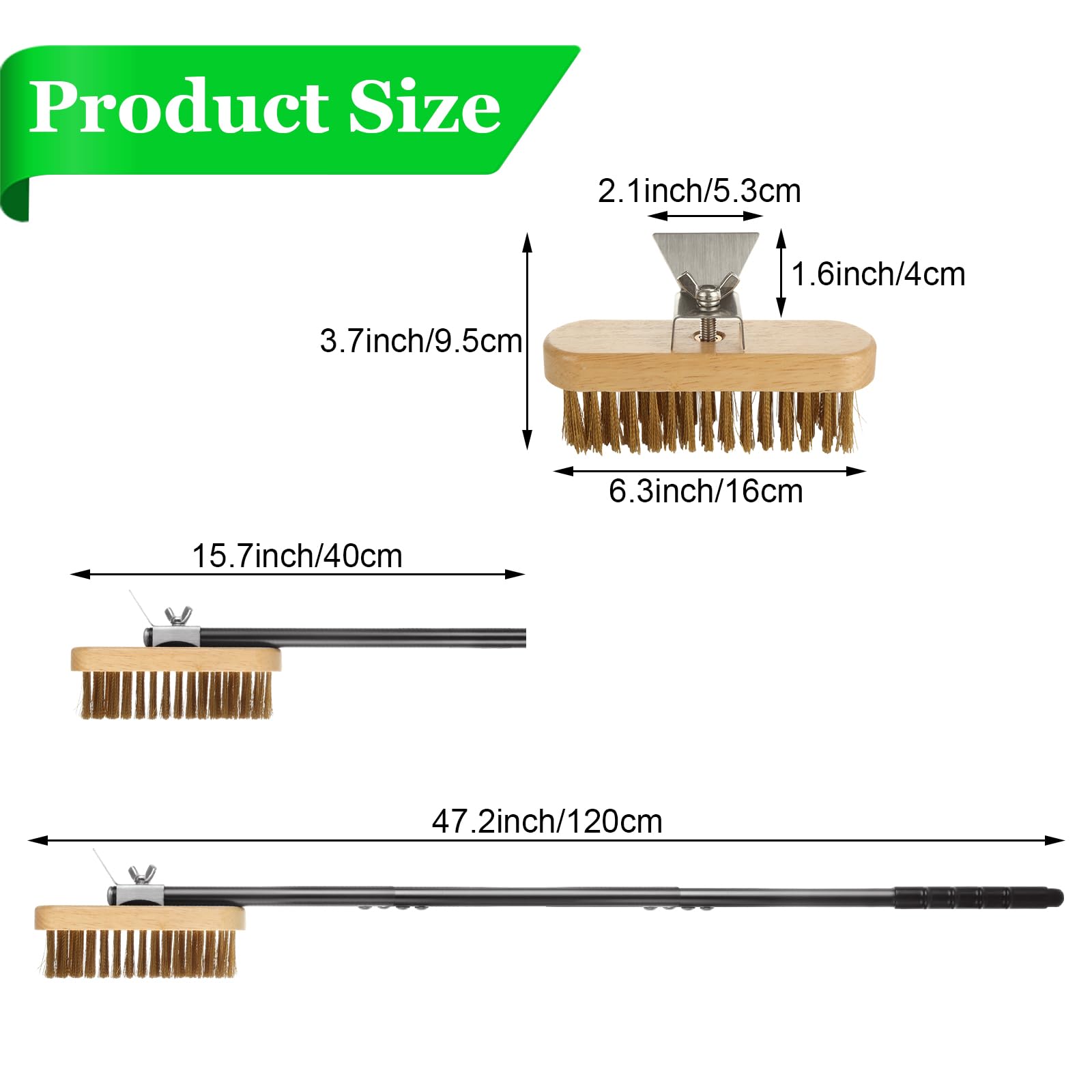 ACXFOND pizza oven brush with stainless steel scraper removes ash quickly from stone.