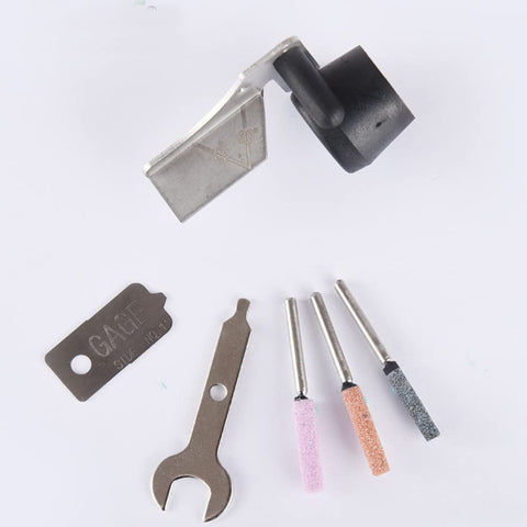 Acxico adjustment gauge used to set consistent sharpening angles