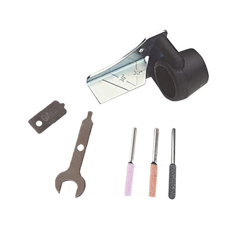 Acxico sharpening angle guide demonstrating precise chain alignment for sharp cuts