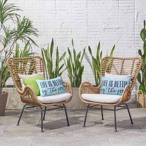 Adabana poolside garden decor blue pillow cover for outdoor spaces.