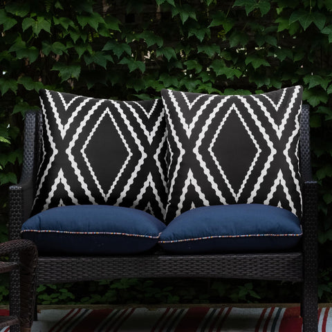 Adabana outdoor pillow cover 18x18 in black and white, waterproof for patio resilience.