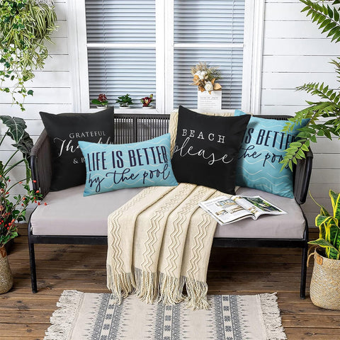 Adabana hidden zipper blue pillow cover for a clean look.