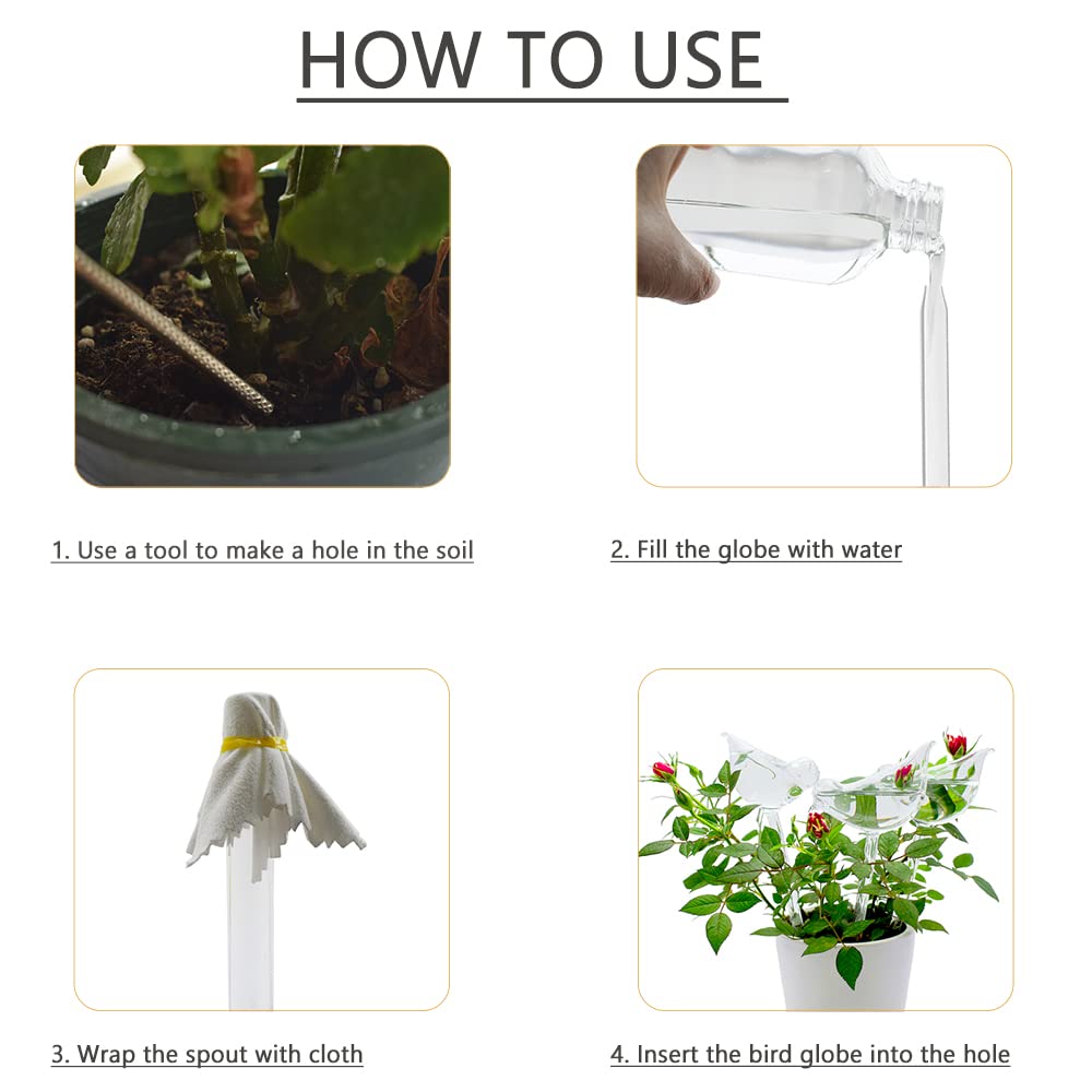Adabocute 3-pack glass watering globes offer reliable, decorative plant care.