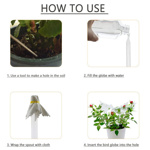Adabocute 3-pack glass watering globes offer reliable, decorative plant care.