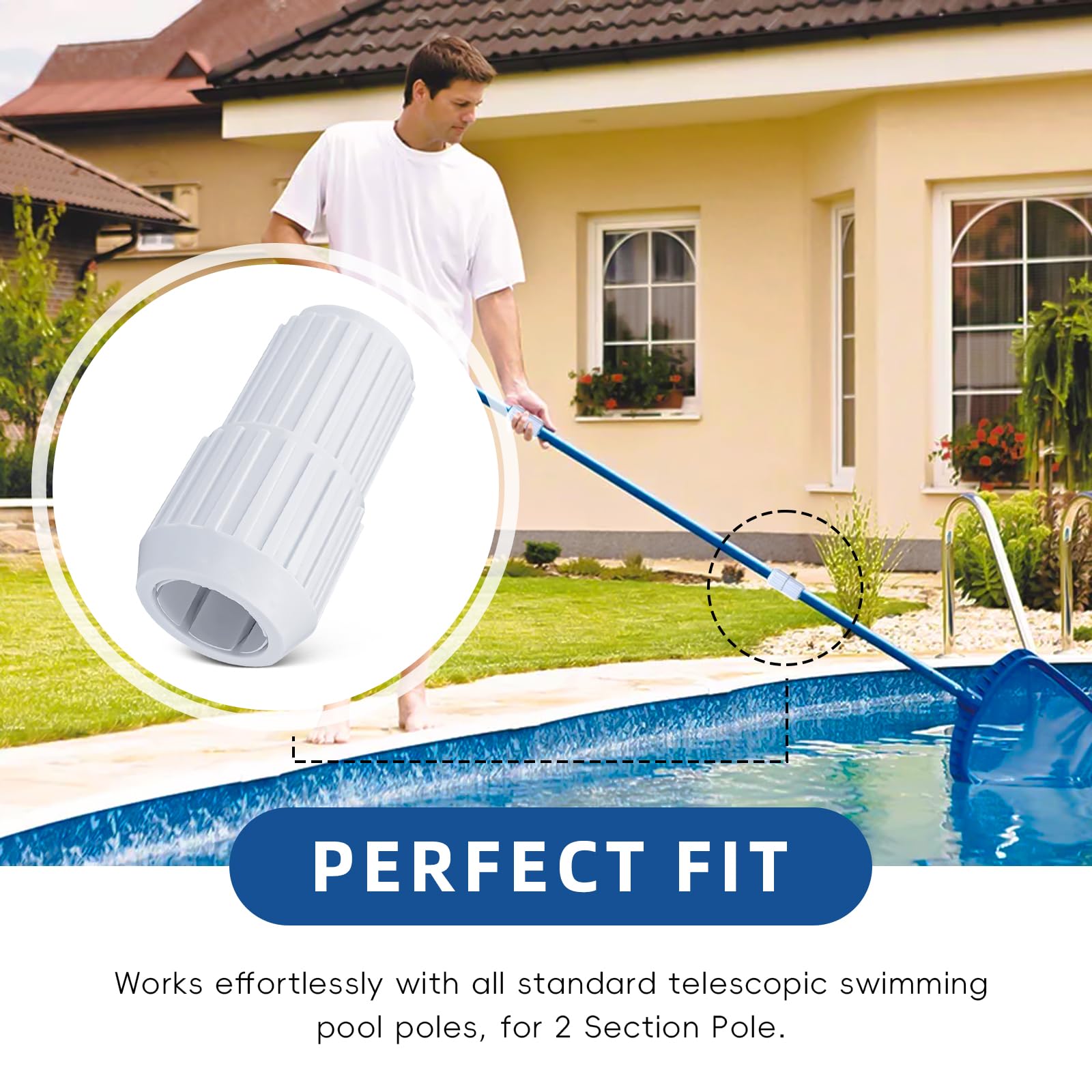 Adabuing 2-section pool pole cam lock keeps sections aligned during use.