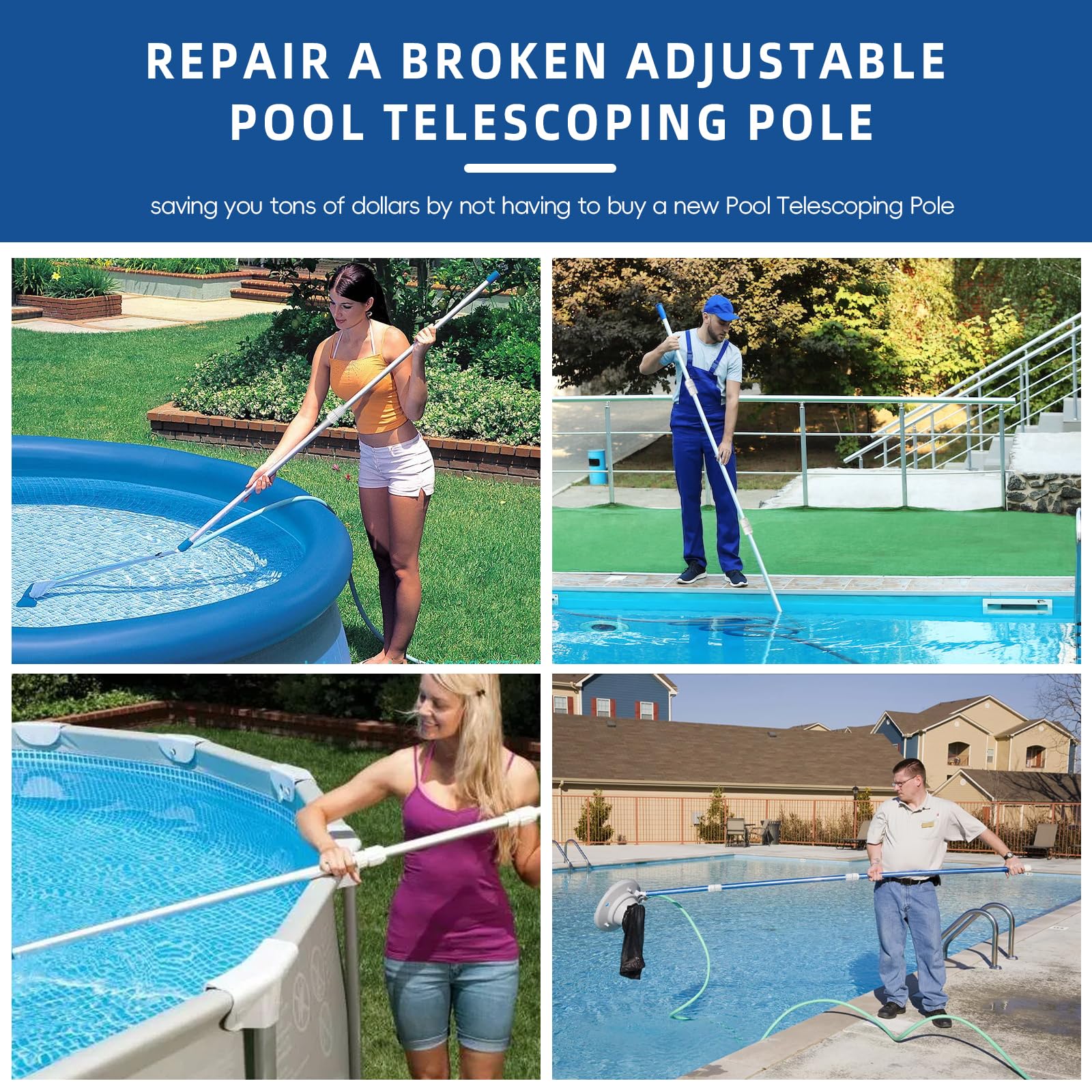 Adabuing easy-install cam lock simplifies pool pole maintenance.