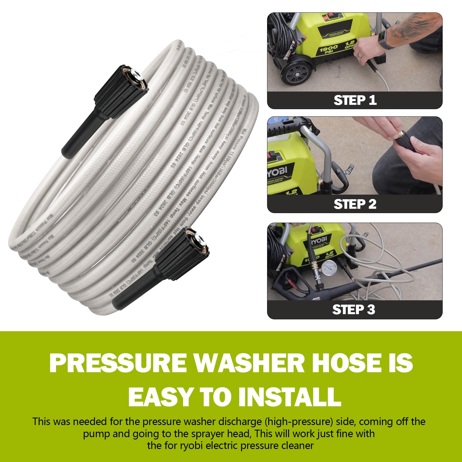 Adabuing easy-install Ryobi hose simplifies replacement with precise fit.