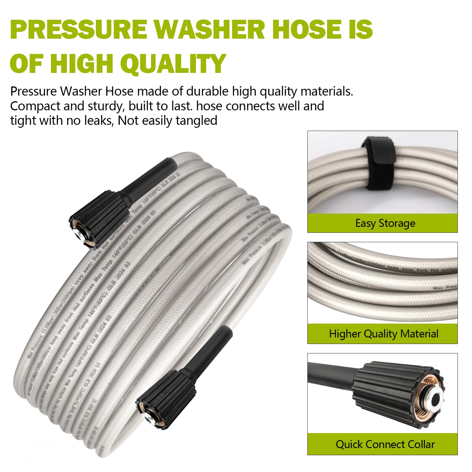 Adabuing long-lasting high-pressure hose stays intact under heavy bursts.