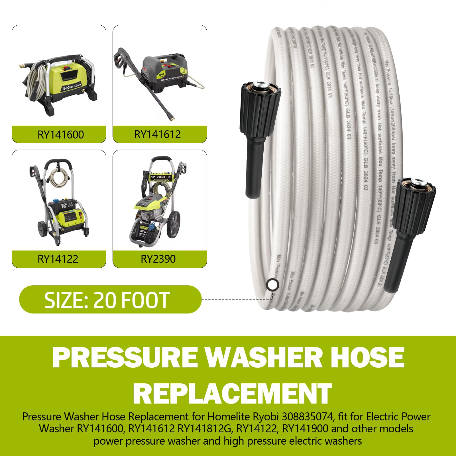 Adabuing Ryobi hose assembly ensures secure fit and minimal leaks during outdoor cleaning.