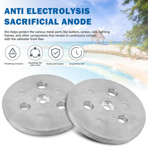 Adabuing saltwater pool protection scene illustrating electrolysis counteraction.