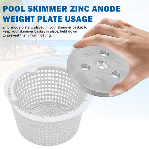 Adabuing-skimmer-basket-weight in use stabilizes the basket and anchors hair nets.