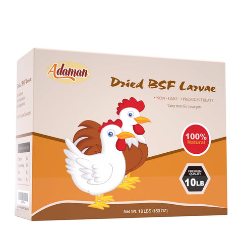 Adaman BSF larvae nutrition chart visuals, highlights calcium and protein