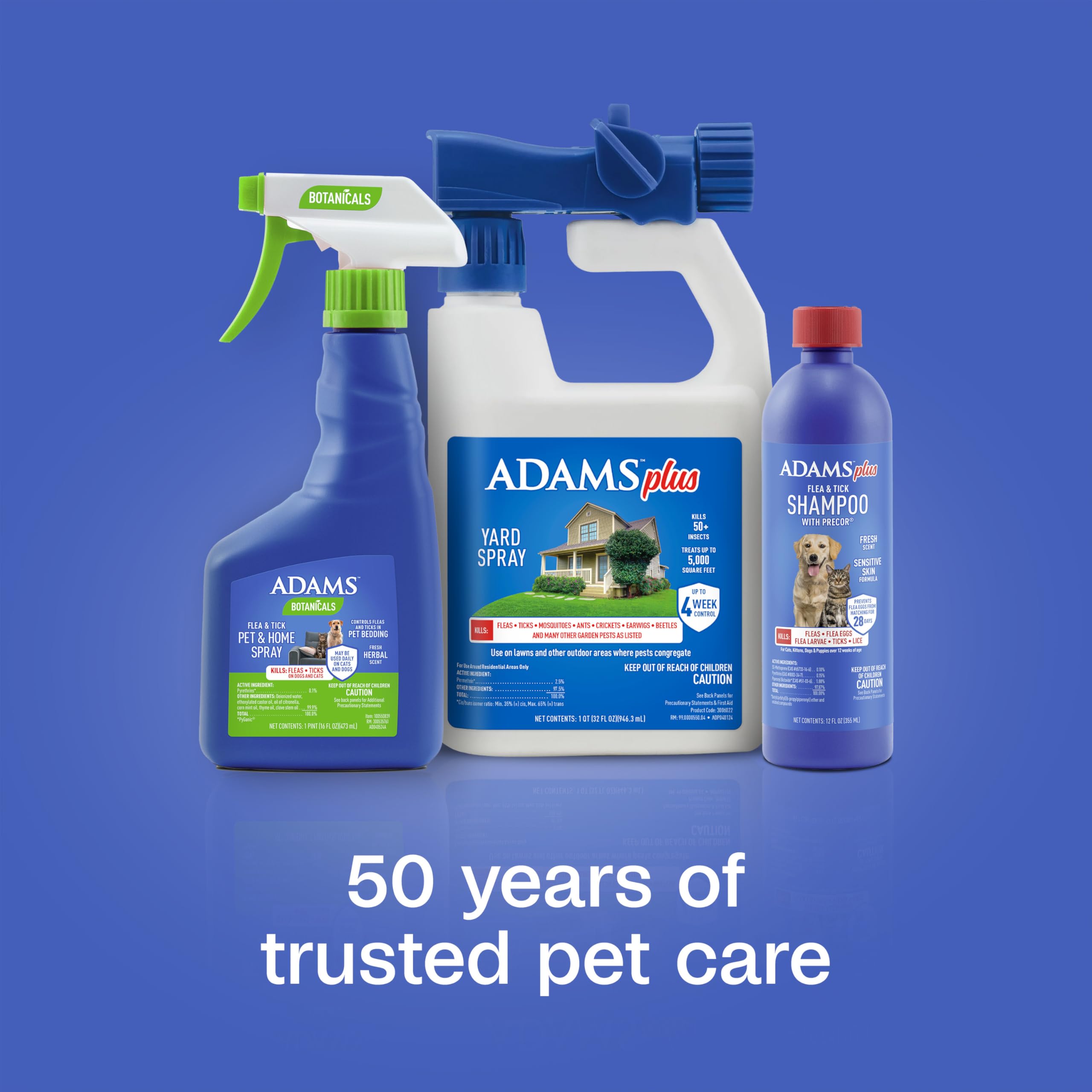 ADAMS Plus Yard Spray targeting fleas and ticks in a yard setting