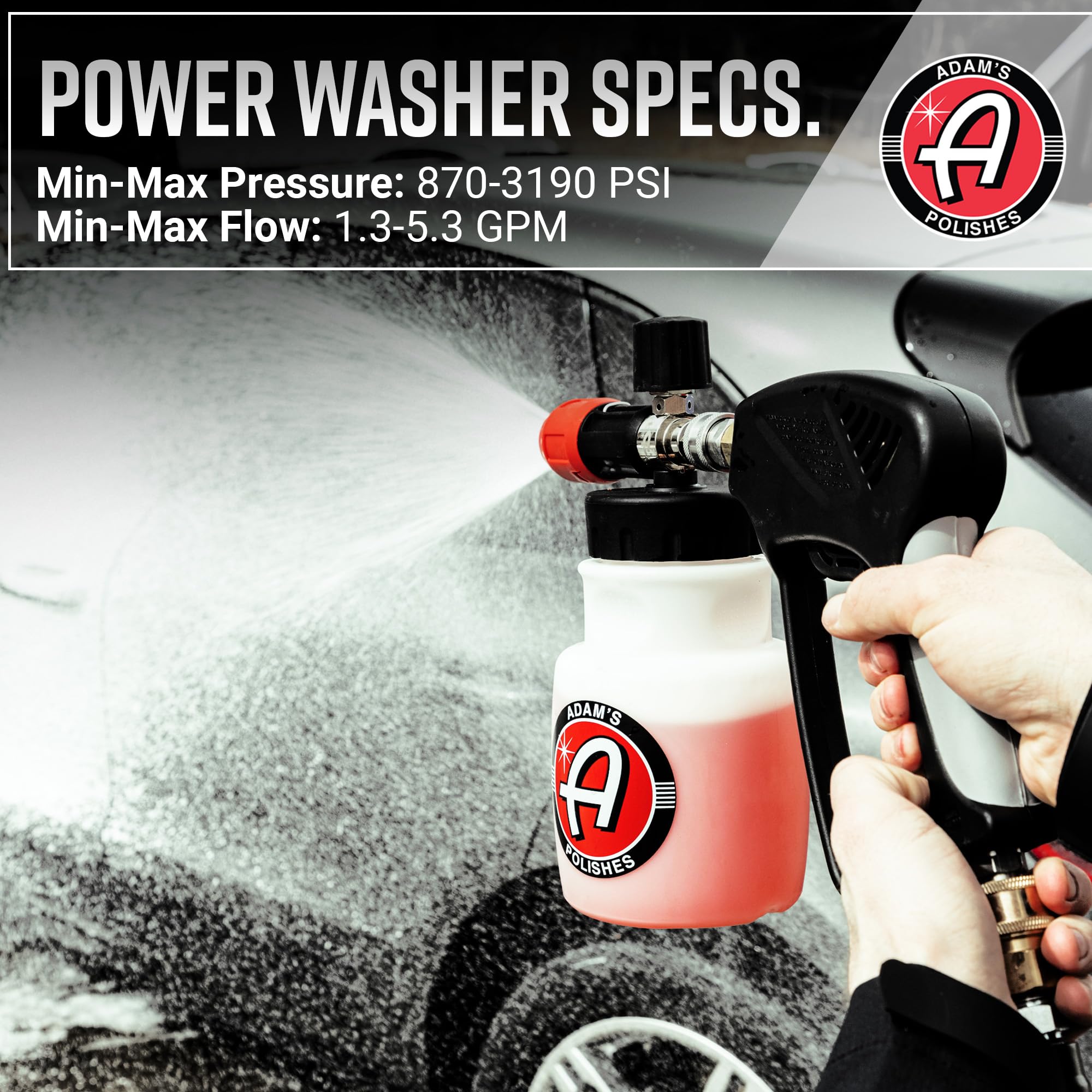 Adam's Polishes 1/4-inch quick disconnect enables fast setup.