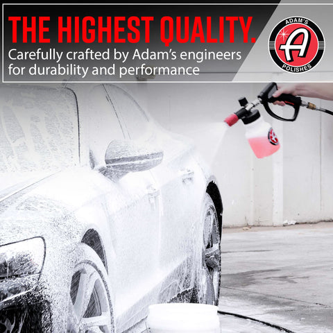 Adam's Polishes snow foam spray profile delivers thick cling for dirt lifting.