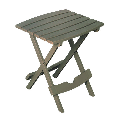 Adams Quik-Fold Side Table gray, opened beside a chair for snacks and devices.