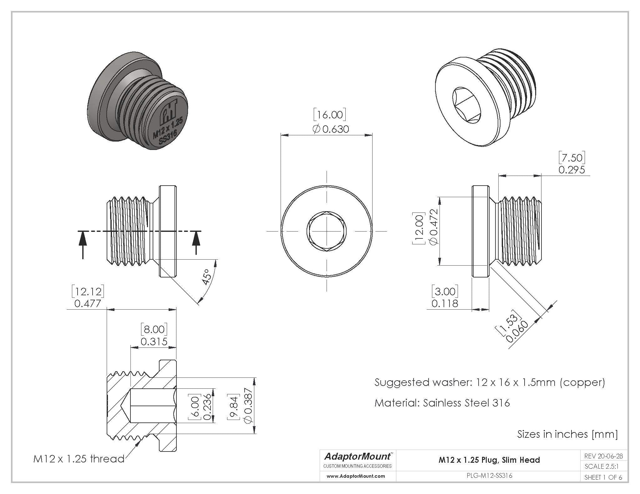 AdaptorMount laser-engraved bottom aids quick identification on threaded fittings.