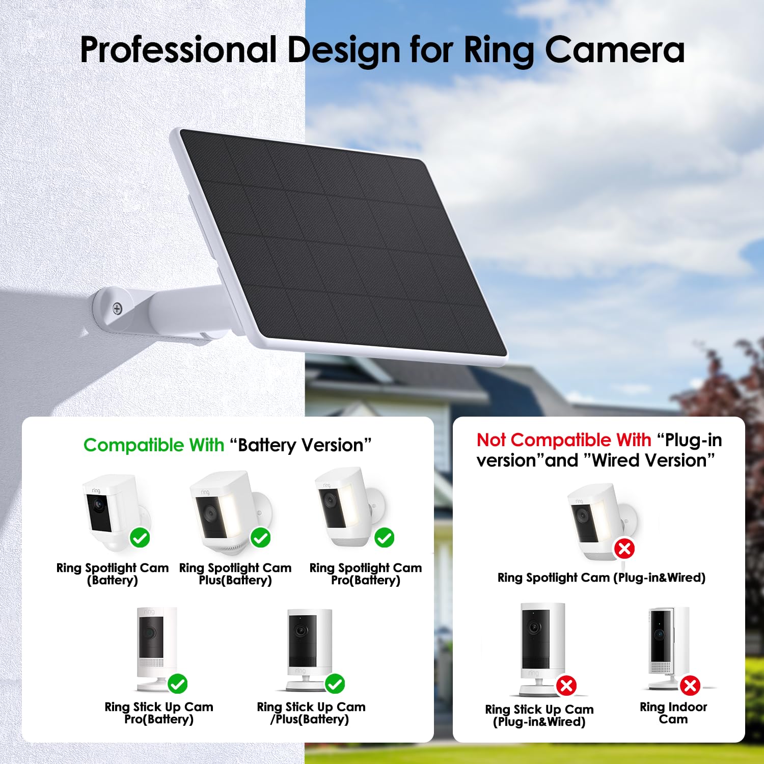 Adarqeks 6W solar panel retractable bracket enabling flexible mounting for Ring cameras