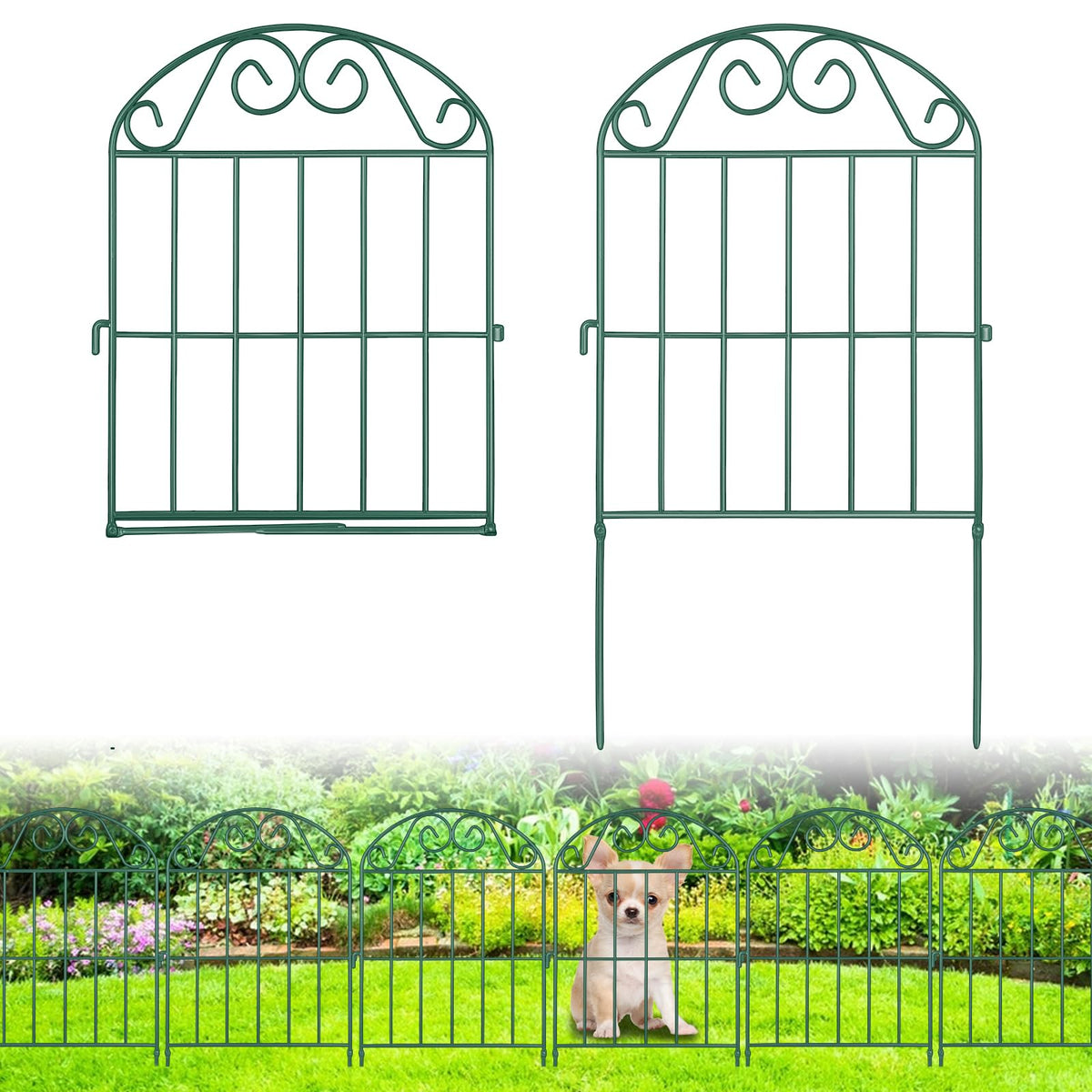 ADAVIN 10-panel arched garden fence protects borders with decorative arch