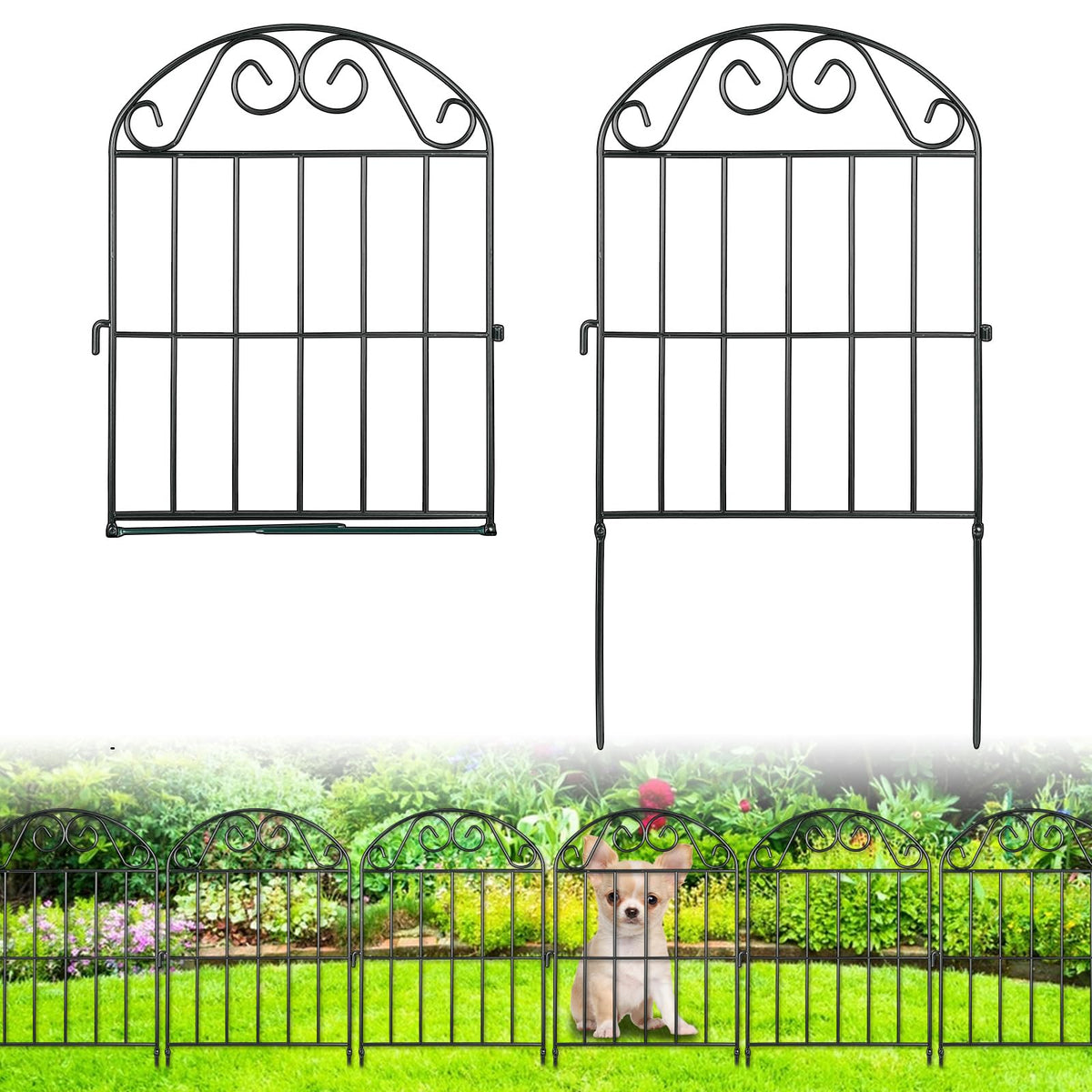 ADAVIN ten-panel collapsible garden fence marks a 10 ft border with versatile setup.