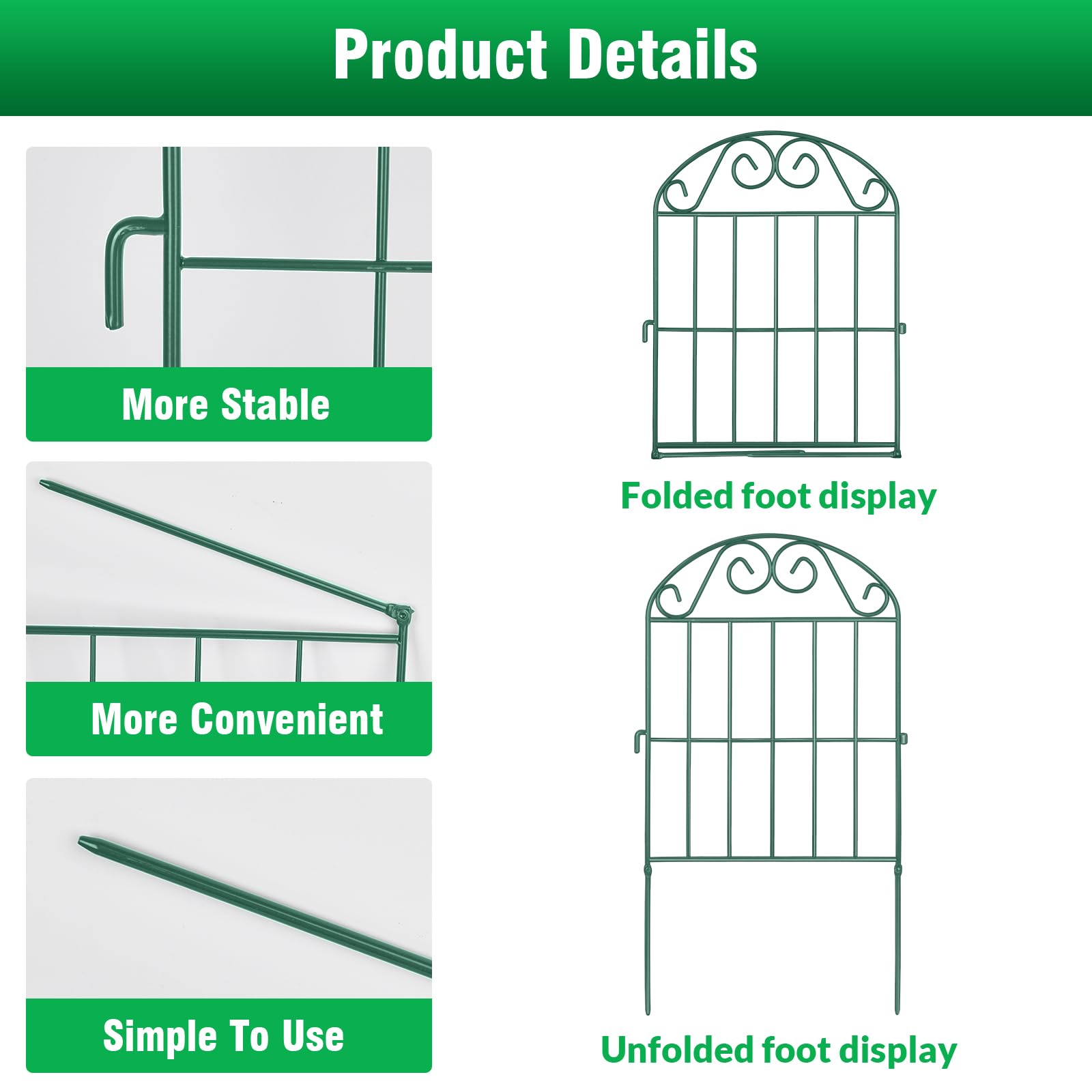 Fence installed by inserting spikes into soil for quick layout changes.