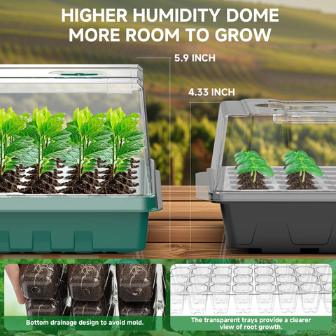 Adawook 3-mode lighting offers white, blue, and red options for balanced growth.