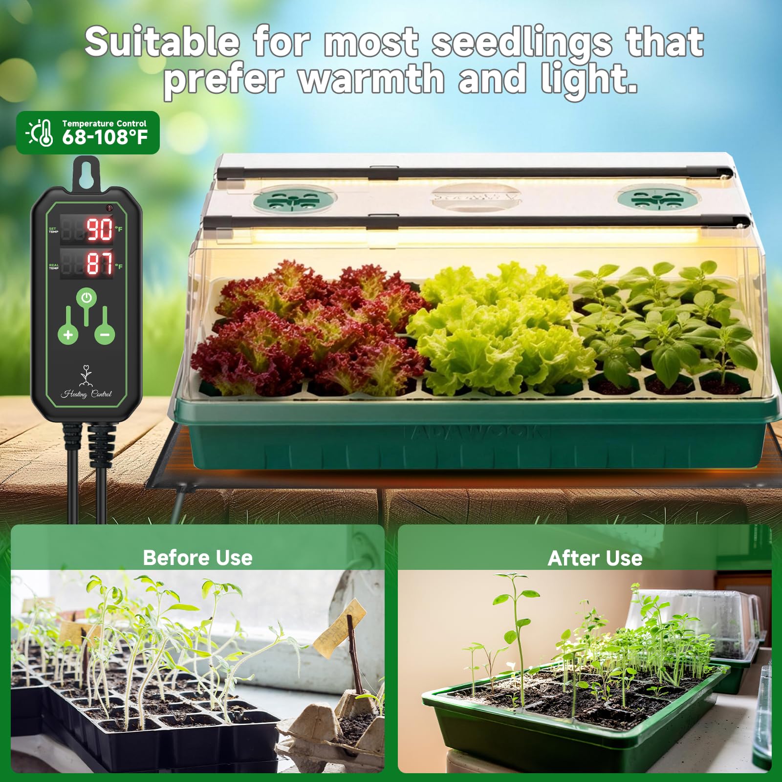 Adawook color changing grow lights indicate growth stages for seedlings