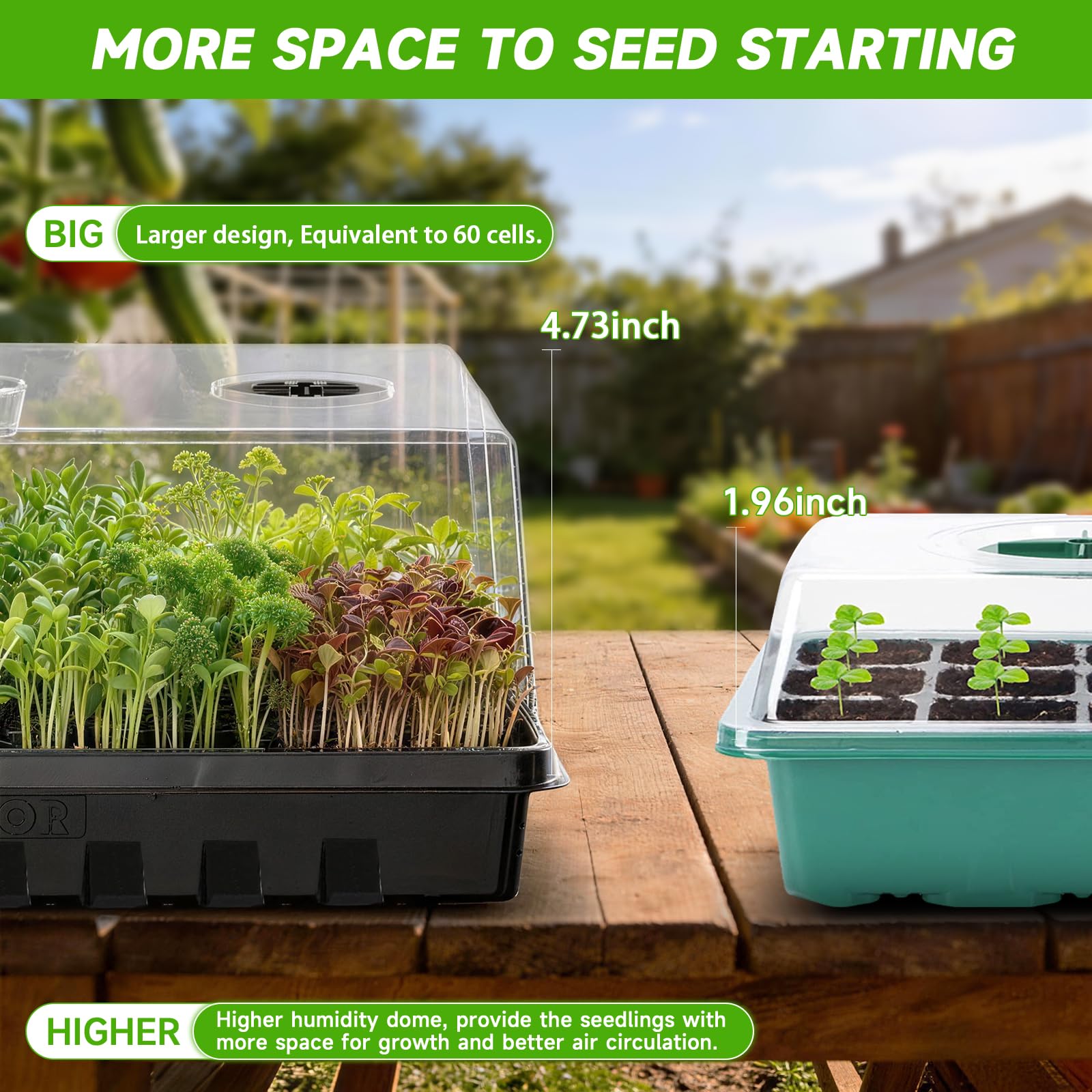 Adawook humidity dome 4.73in promoting consistent moisture for better germination.