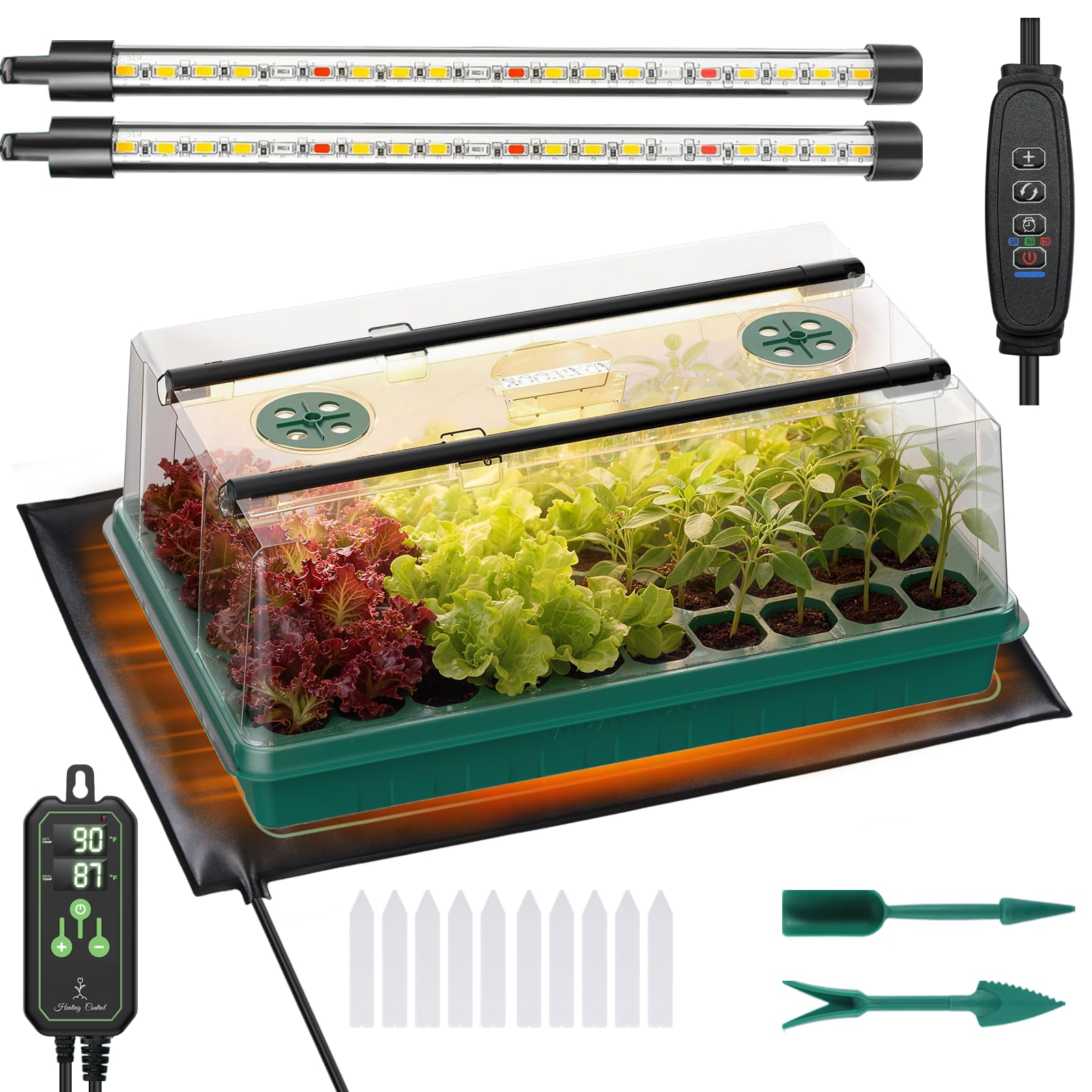 Adawook seed starter tray with grow light for even germination