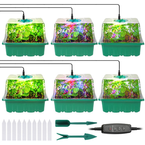 Adawook seed starter trays with 72 cells under grow lights nurture seedlings.