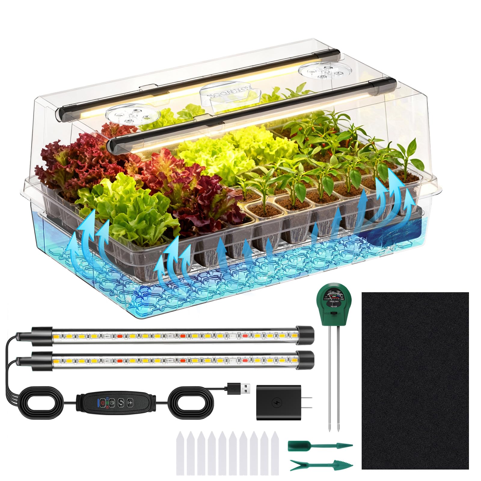 Adawook self-watering seed starter tray with 60 cells for consistent moisture