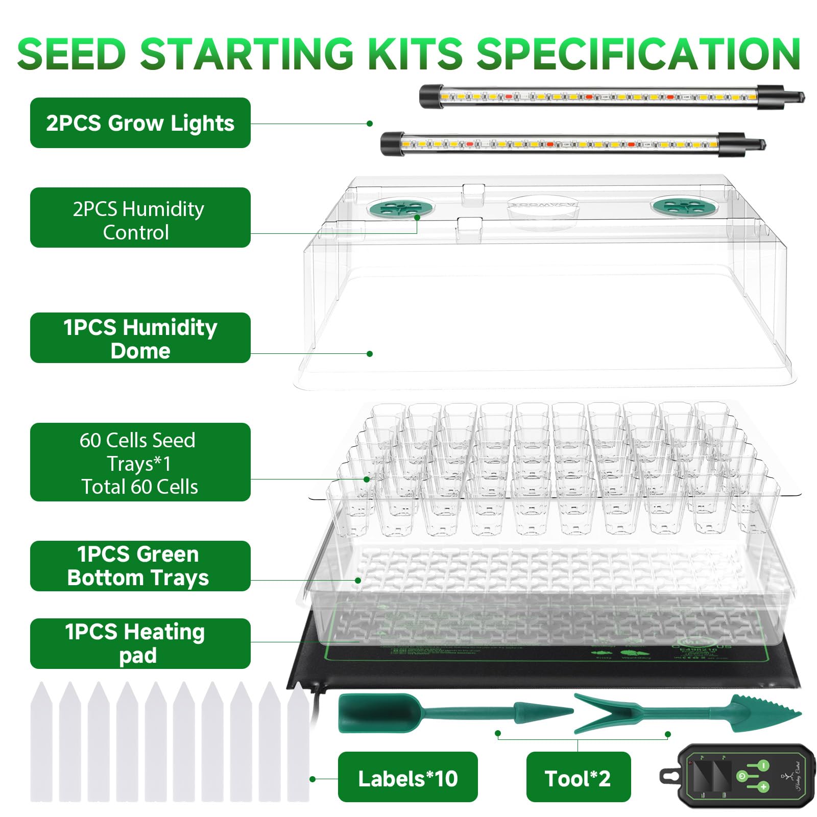 Adawook three-mode LED grow lights support blue, white, and red spectra