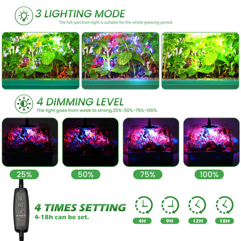 Adawook three-mode LED grow lights support healthy seedling development.