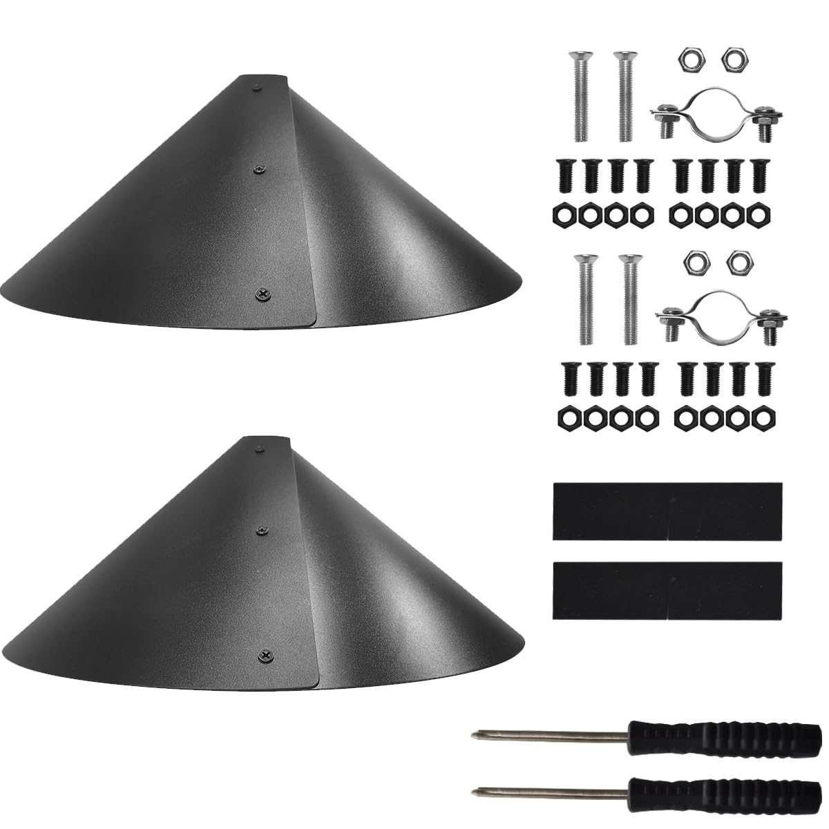 Addcean squirrel-baffle guard plate on a pole protecting bird feeders from squirrels