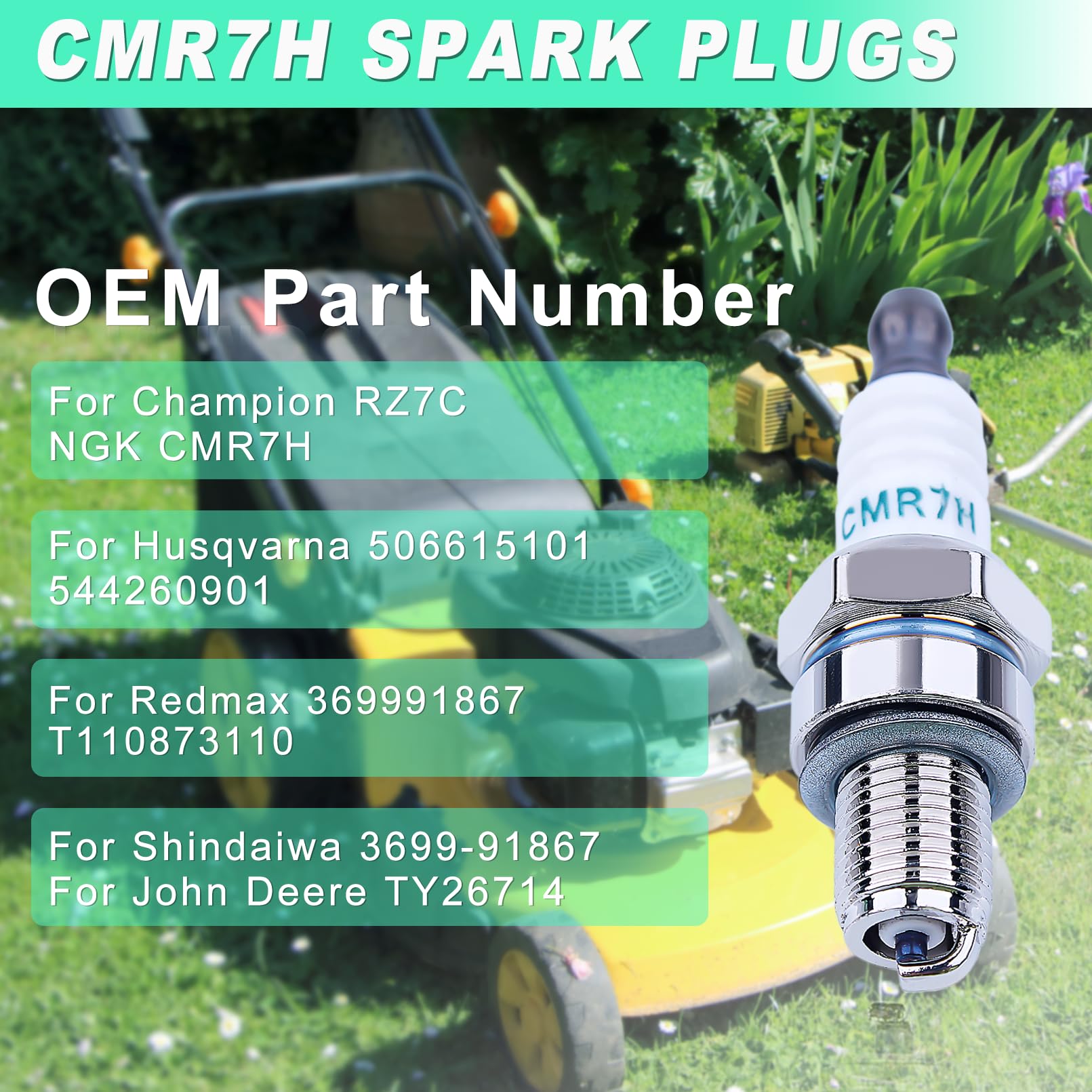 Adefol 10-pack CMR7H spark plug close-up highlighting durable ceramic and reliable ignition
