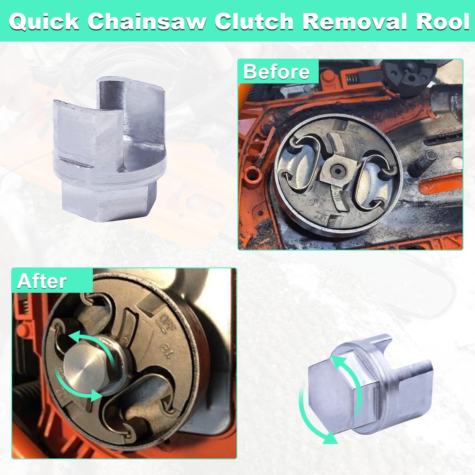 Adefol tool attached to an impact driver for rapid clutch removal.