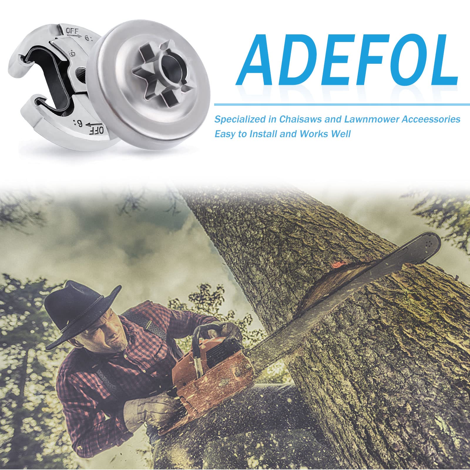 Adefol clutch assembly for Husqvarna 455/460 facilitates quick, reliable installation.