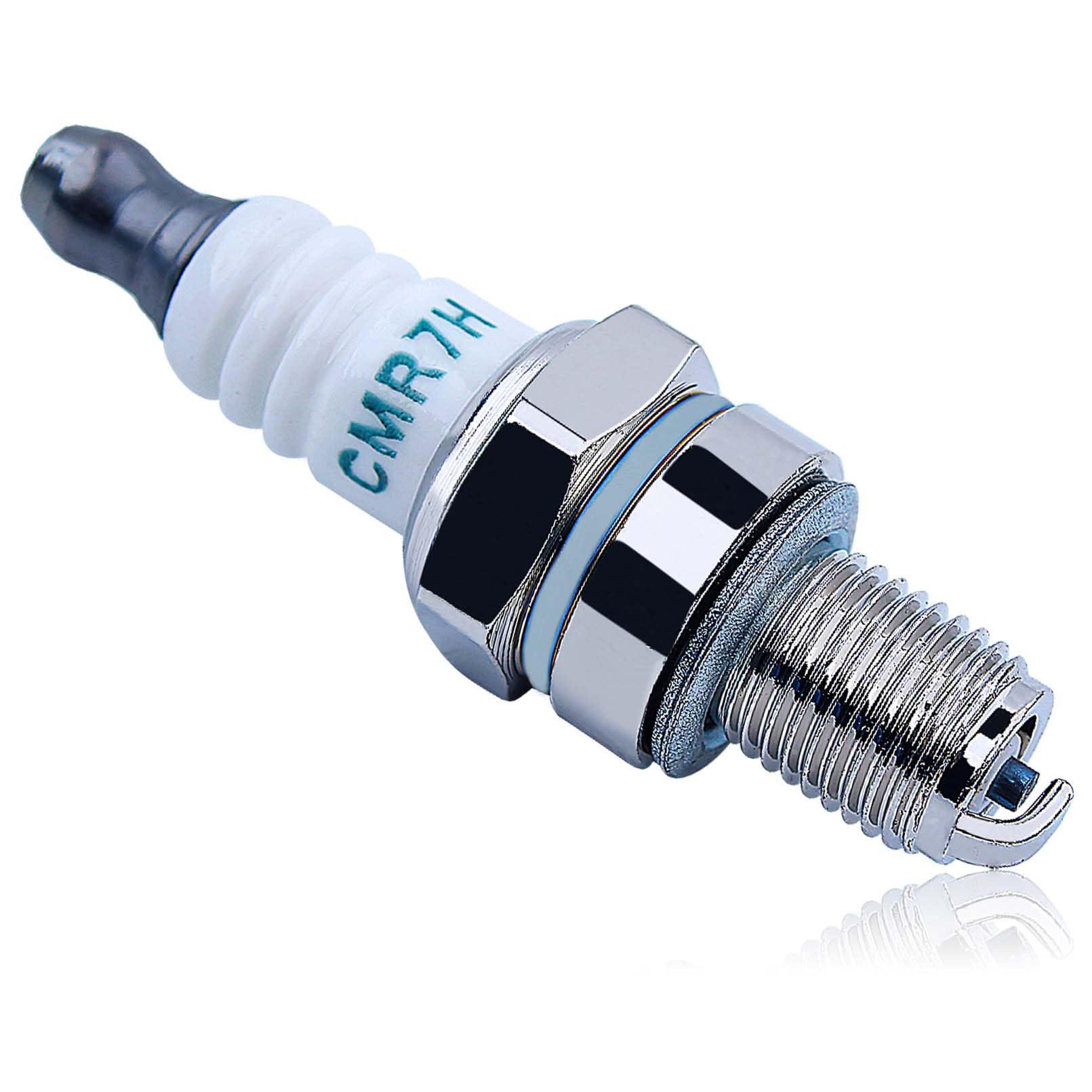 Adefol CMR7H spark plug closeup showing fine electrode for reliable ignition.