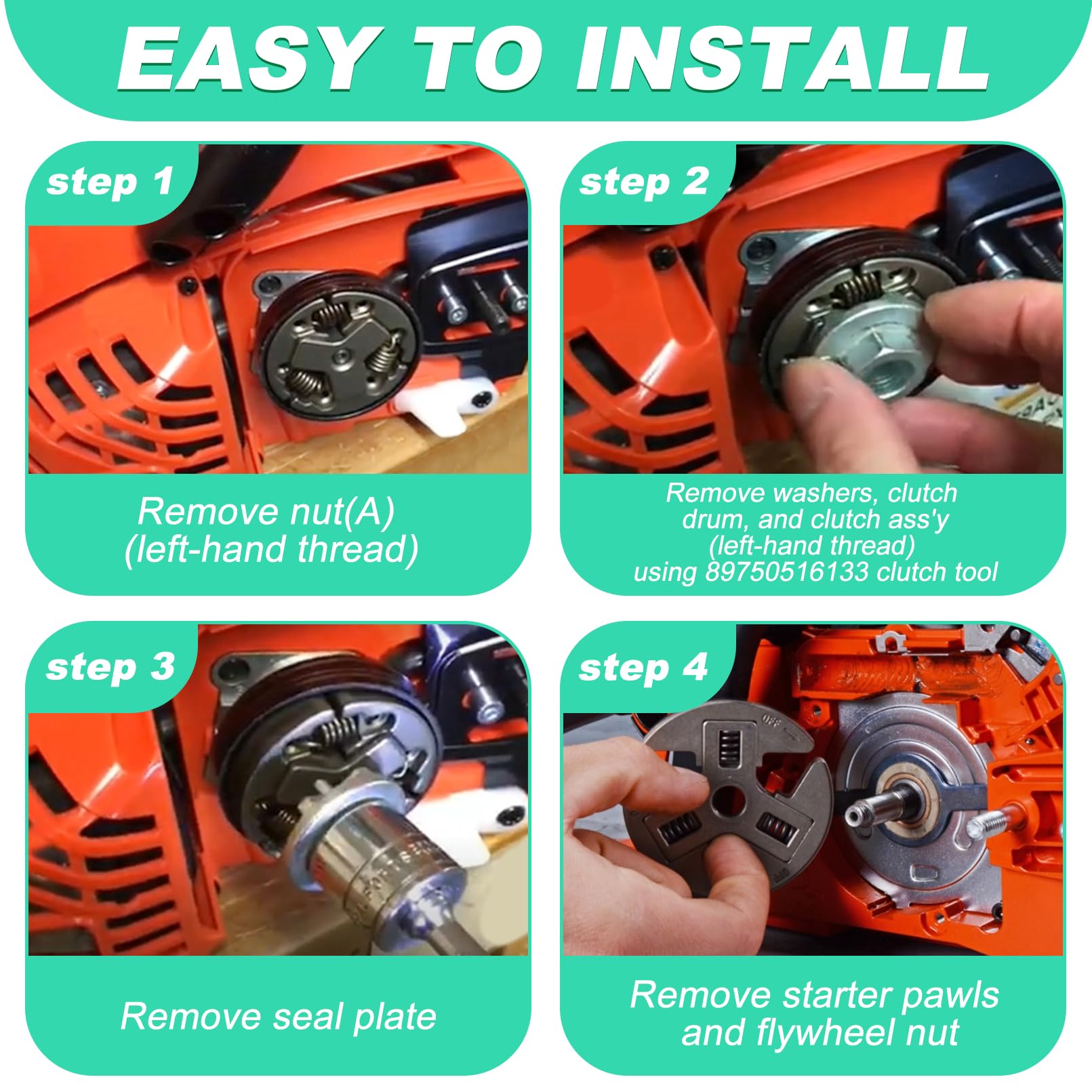Adefol Echo CS-440 clutch removal tool in use for fast service