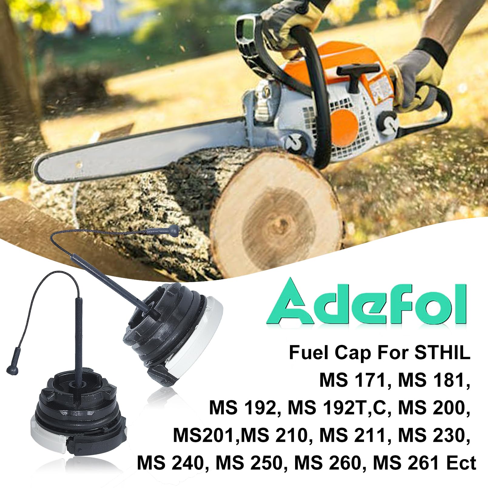 Adefol fuel cap for STIHL MS181; durable material and tight fit.