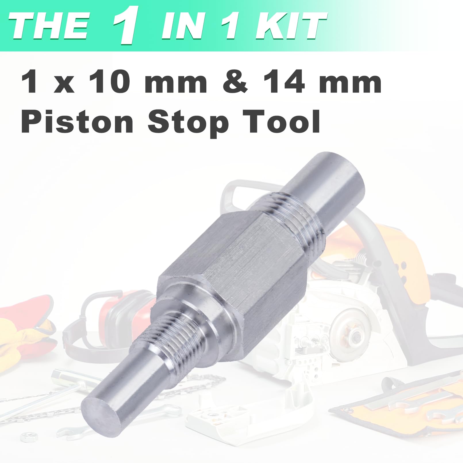 Adefol universal piston stop shown in practical clutch-removal setup on a small engine.