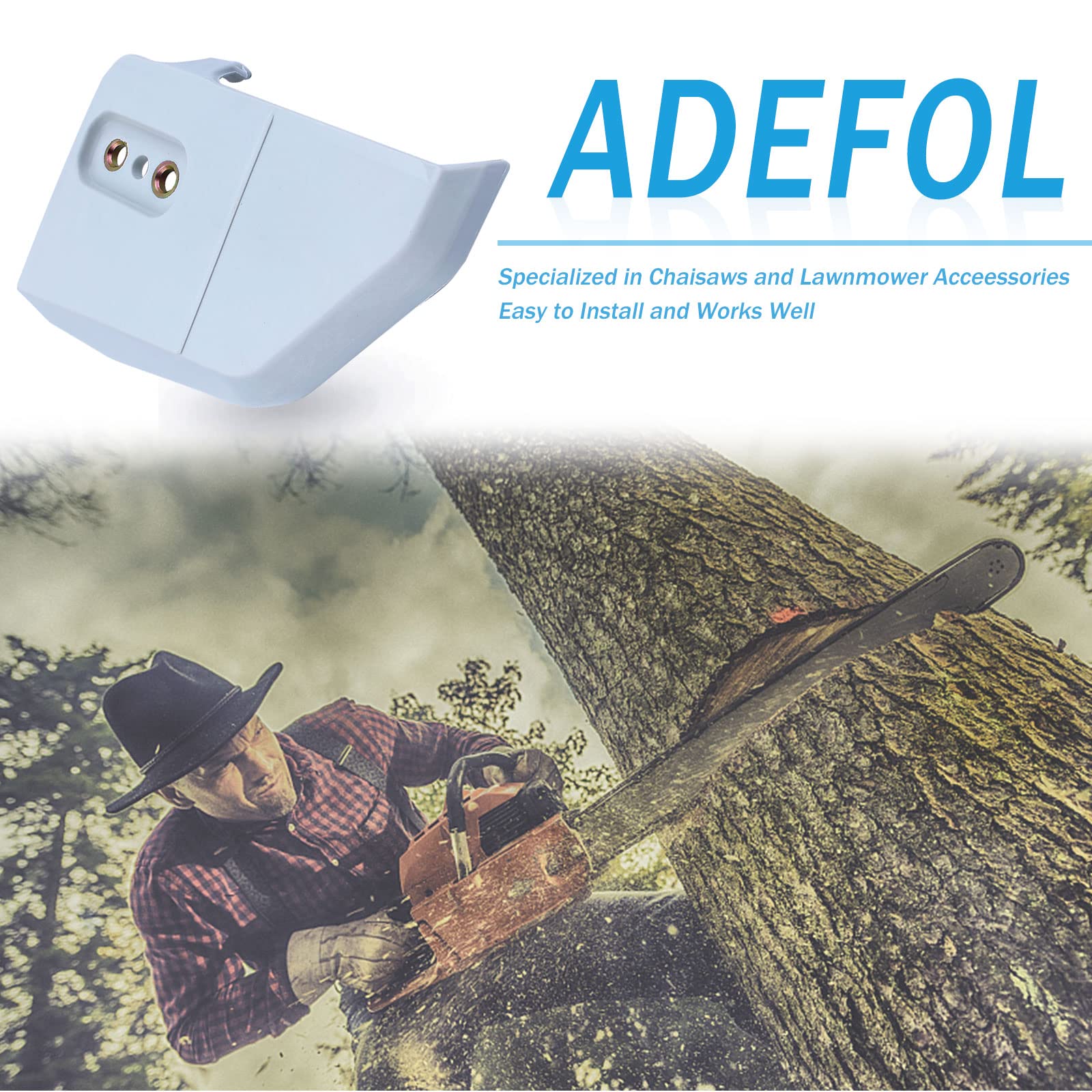 Adefol sprocket cover with side tensioner protects components during MS180 cutting