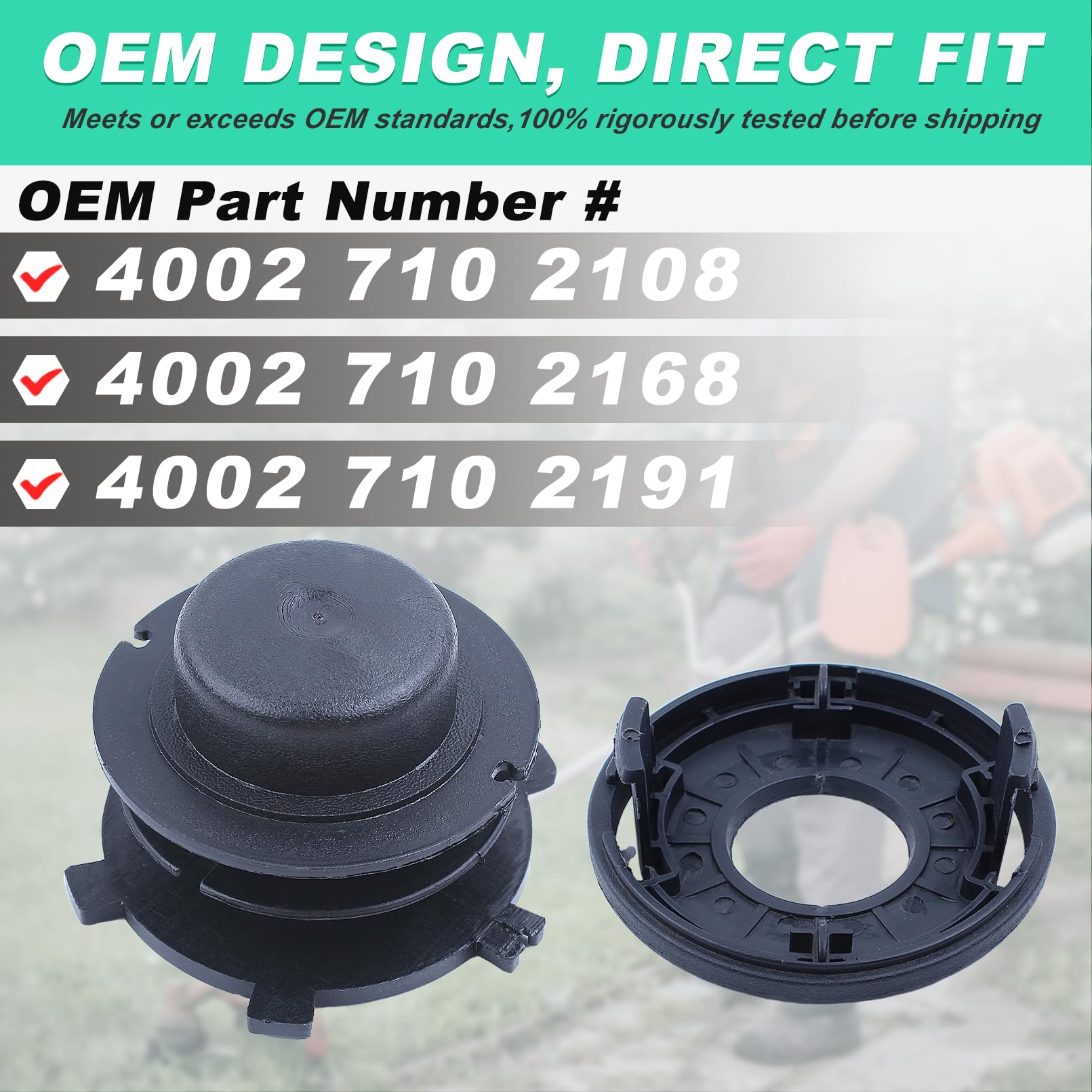 Adefol line feed eyelets for consistent line advancement