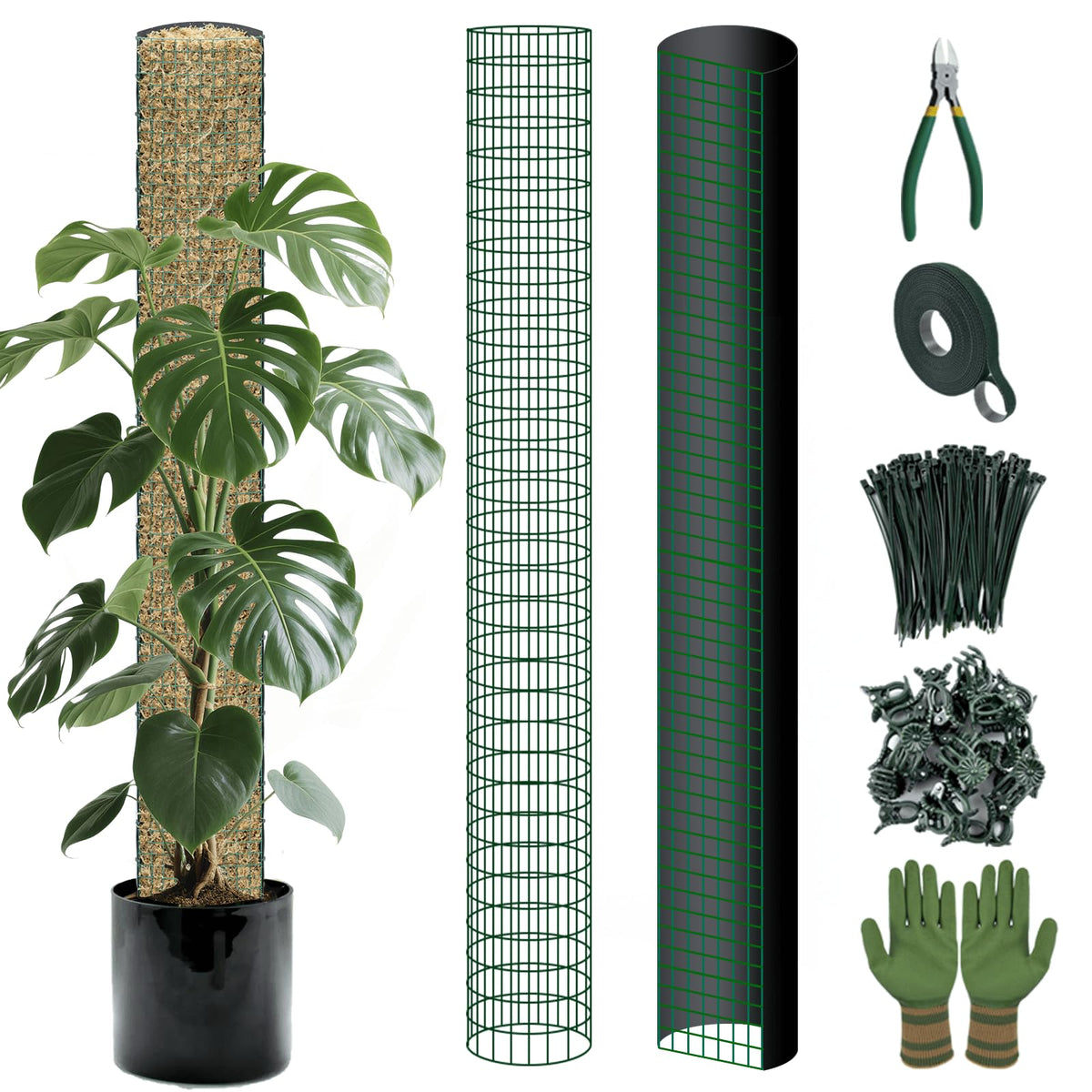 ADGYULB D-shaped moss pole kit close-up for customizable plant support.