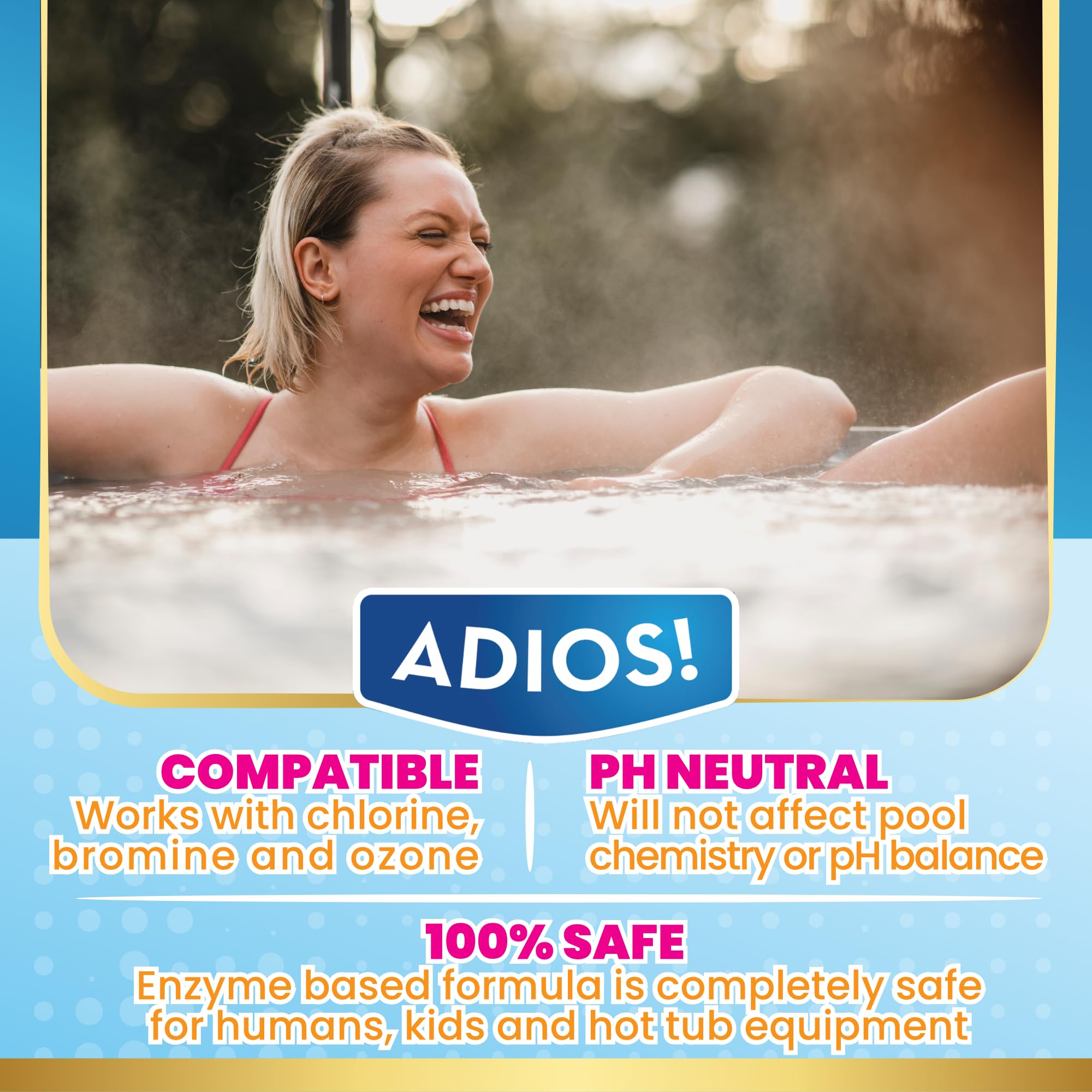 ADIOS! 3-in-1 Spa Cleaner reduces foam for a smoother spa session