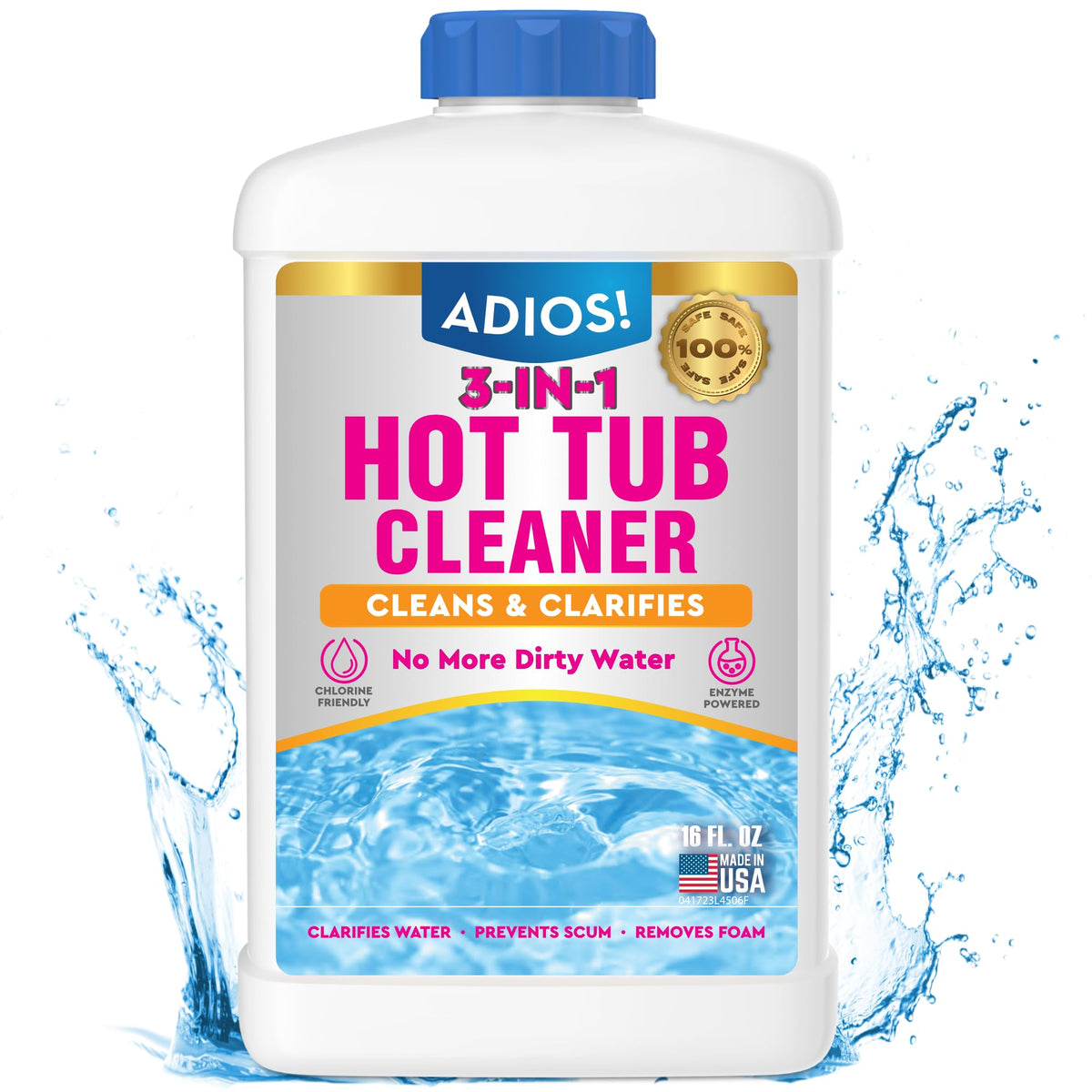 ADIOS! 3-in-1 Spa Cleaner clarifies cloudy spa water for a crystal clear soak