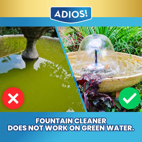 ADIOS! Fountain Cleaner used on rocks and waterfalls for cleaner running water.